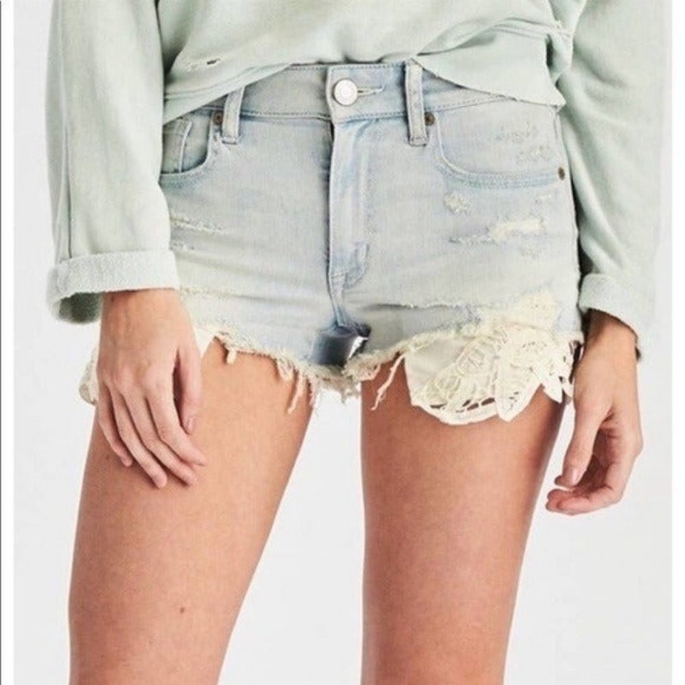 American Eagle High Rise Shortie Floral Pockets Size 0